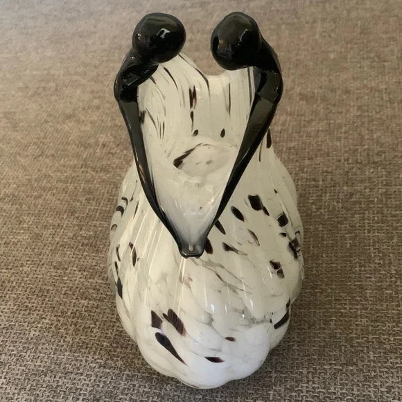 Vintage Handblown White and Black Swirl Art Glass Purse Decorative Sculpture - Picture 4 of 6